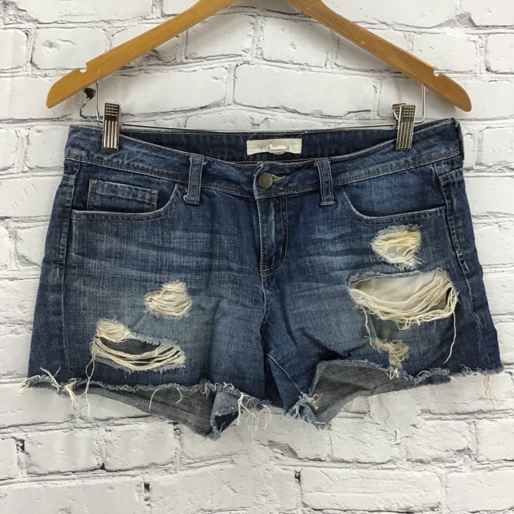 2.1 Denim Booty Shorts Distressed Wrecked‎ Denim Short Shorts Womens 27"